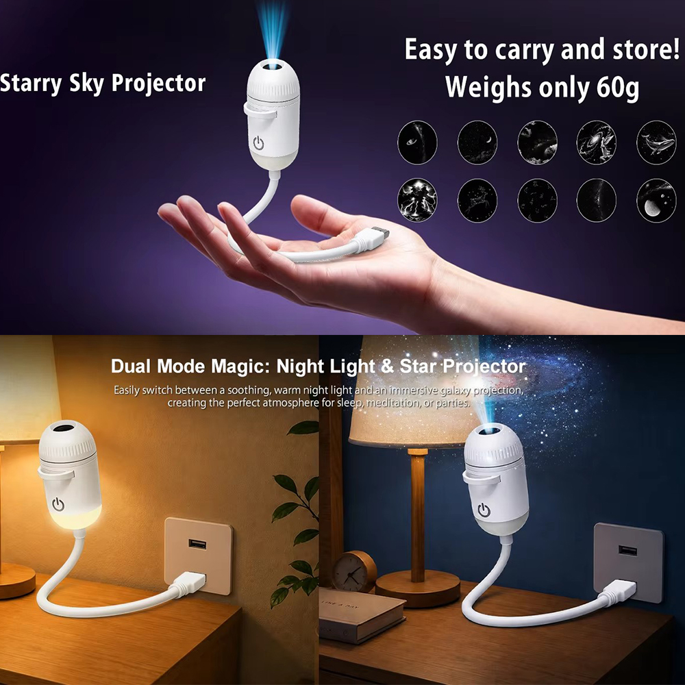 36 スライド回転可能な銀河星空プロジェクターポータブル車の家の装飾 2-in-1 配線不要 Led 雰囲気ランプ子供大人のギフト