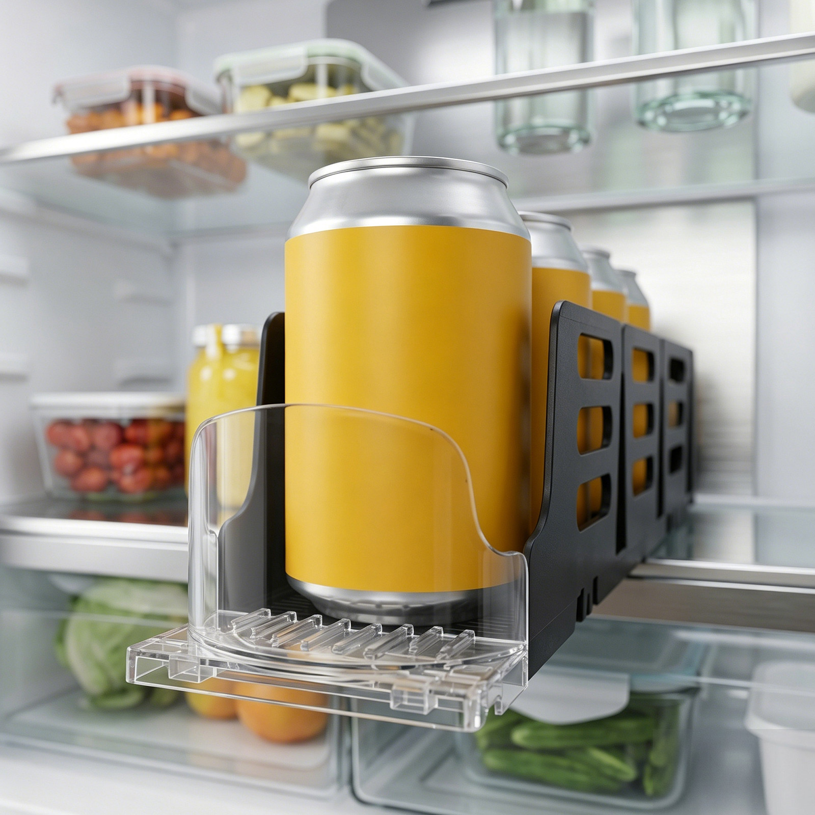 自動自己プッシュ冷蔵庫ドリンクディスペンサー 4 缶容量ドリンクオーガナイザー冷蔵庫ソーダ缶ディスペンサー商業用