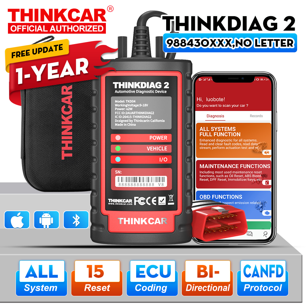 2026 Thinkcar ThinkDiag 2 Ediag Plus ALL ソフトウェア Canfd プロトコル 15 リセット OBD2 診断ツール 双方向 ECU コーディング