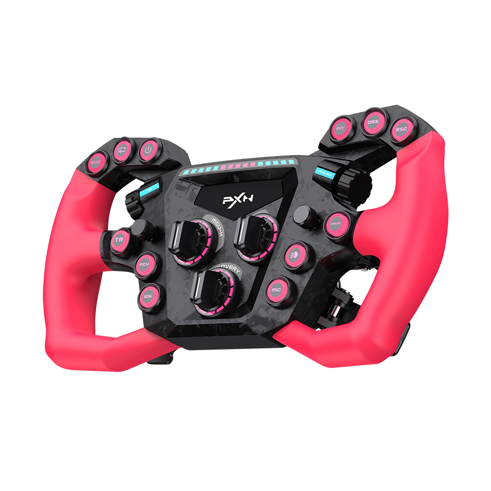 PXN GT ONE ルビーレーシングシミュレーターホイールカーボンファイバーシフトパドル RGB カスタマイズ可能なキークイック取り外し可能なステアリングホイール PC 用
