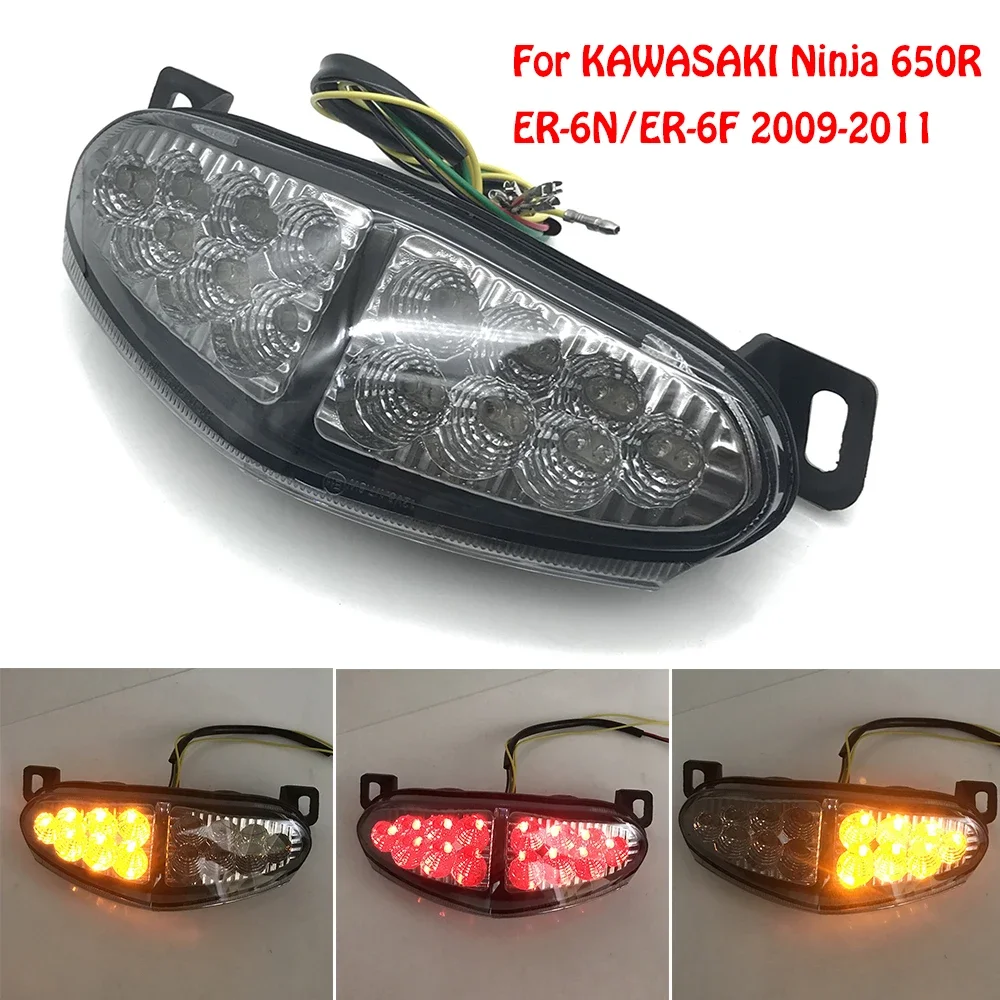 カワサキ ER6N ER-6N ER 6N ER6F ER-6F ER 6F 2009 2010 2011 オートバイアクセサリー統合 LED テールライトウインカー