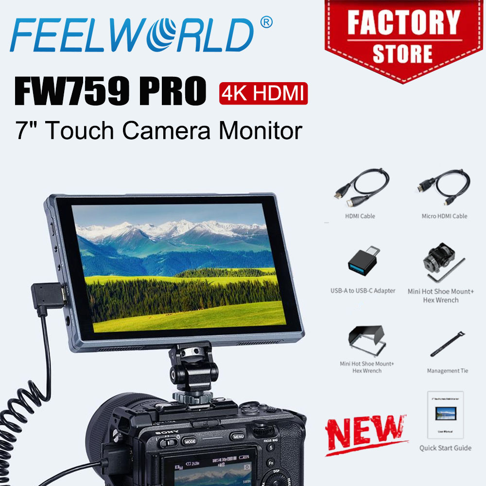 FEELWORLD 7 インチ カメラ フィールド ビデオ モニター FW759 PRO タッチ スクリーン 4K HDMI 1280x800 IPS