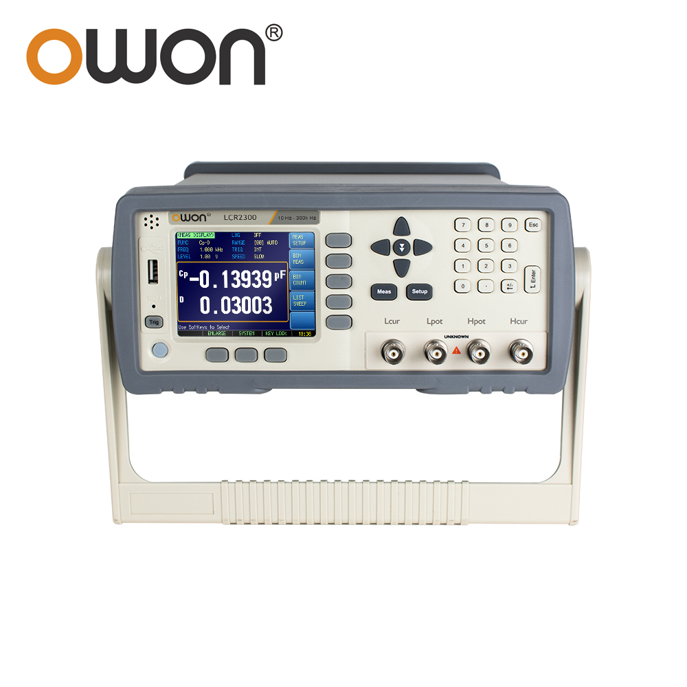 OWON デスクトップ電気ブリッジ LCR2000 シリーズデジタル LCR メーター 10Hz から 300kHz 周波数テスト 3.5 インチ LCD 0.05% 精度 USB/RS232