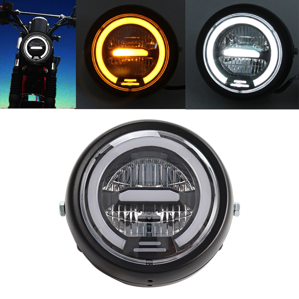 6 インチオートバイ LED ヘッドライトユニバーサル 6 "ラウンドヘッドライトハーレースポーツスターカフェレーサーホンダヤマハスズキカスタム