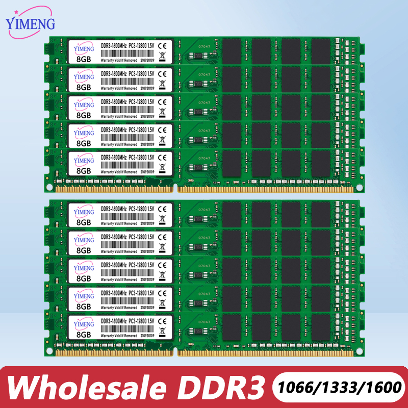 10個入り卸売 DDR3 2GB 4GB 8GB デスクトップメモリ RAM PC3 8500 10600 12800 1.5V DIMM 1066 1333 1600 1866MHz 240ピン メモリ RAM