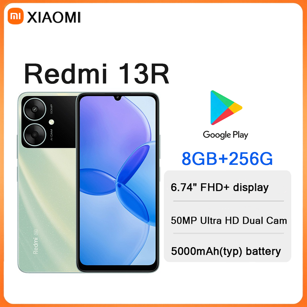 Xiaomi Redmi 13R 6.74インチ スクリーン 8GB 256GB 50MP Ultra HD デュアルカメラ 5000mAh ビッグバッテリー デュアル SIM 2026 新着携帯電話