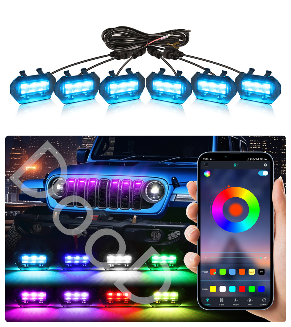 フロントグリルライトジープラングラー JL JLU 2024 2025 2026 RGB グリルグリルライトアクセサリー