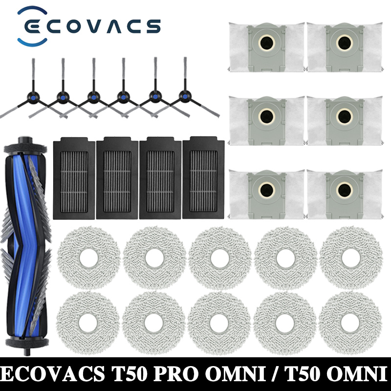 ECOVACS T50 PRO OMNI / T50 OMNI ロボット掃除機スペアパーツ メインサイドブラシ モップクロス HEPA フィルター ダストバッグ アクセサリー