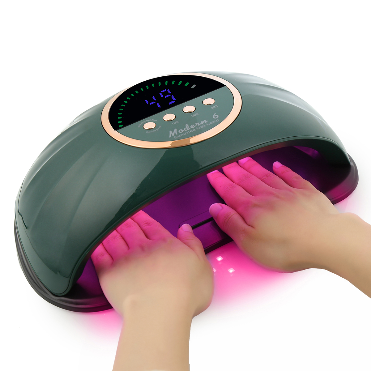 大型ネイルドライヤー ダブルハンド使用、ジェルポリッシュ硬化用69 LED UVネイルランプ、マニキュアマシンハイパワーネイルアート機器