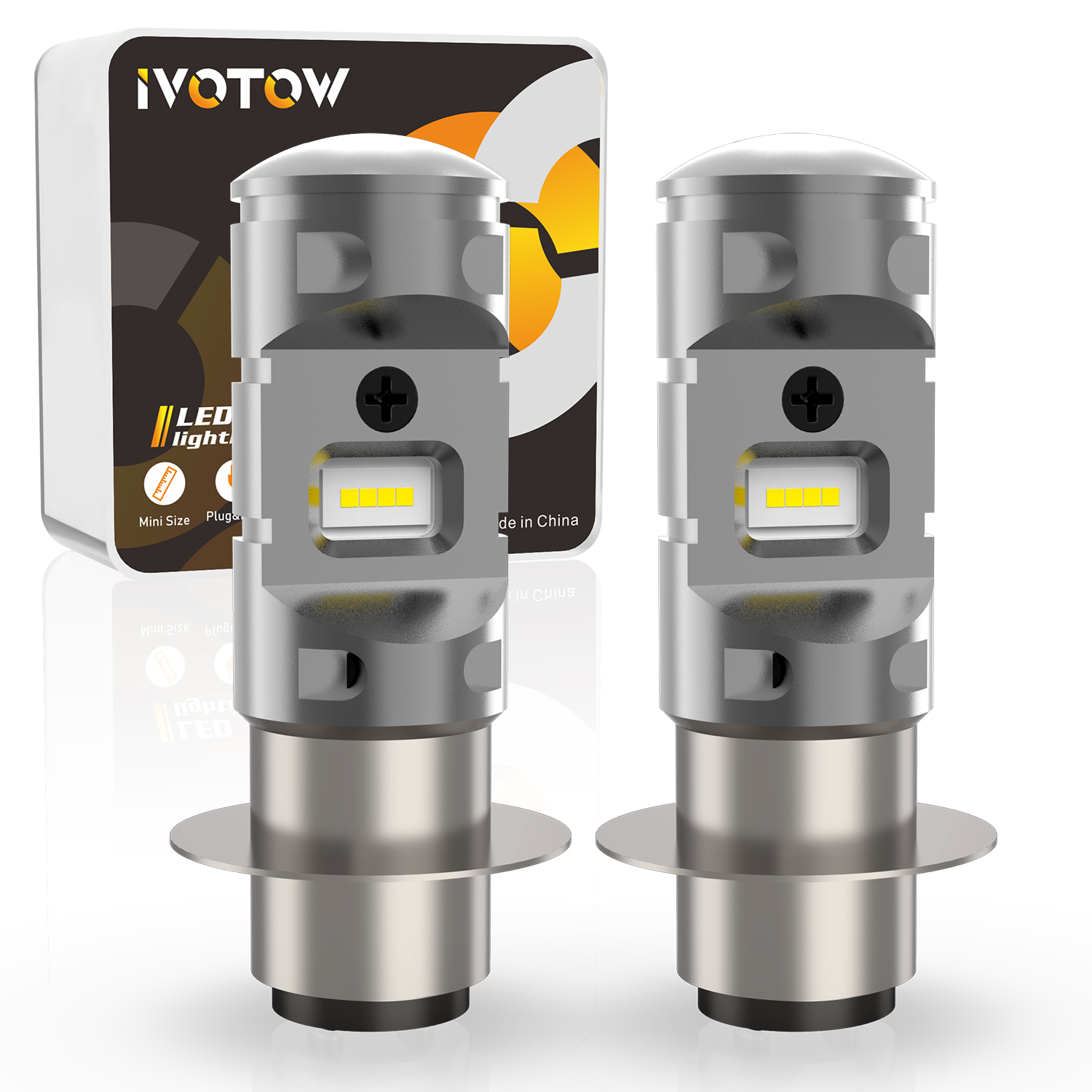 IVITOW P15S LED 電球オートバイヘッドライト電球ホワイト超高輝度 DC 10-30V 交換用バイクヘッドランプ、無極性