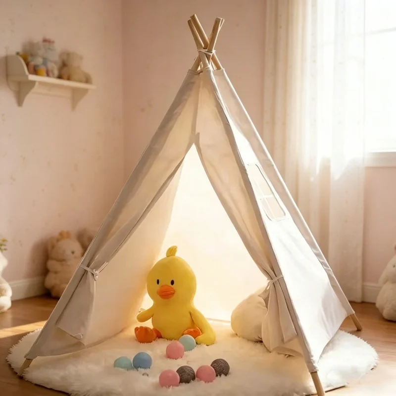 子供綿キャンバスインディアンプレイテントポータブルキッズテント屋内屋外ままごと城プレイルームテント用女の子子供子供