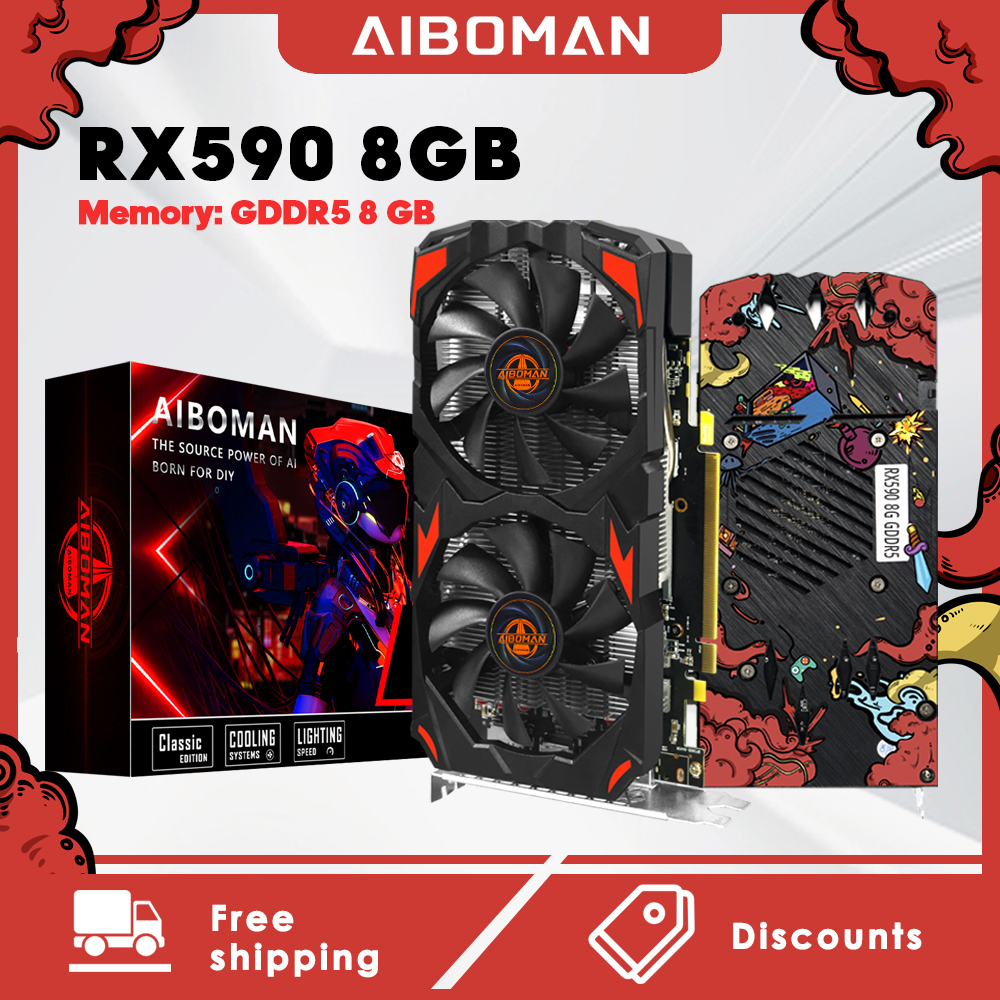 AIBOMAN RX590 8G GME GDDR5 256BIT 2048SP LOW STREAM VERSION CYBER SERIES ゲーミング オフィス デスクトップ コンピューター用グラフィックカード