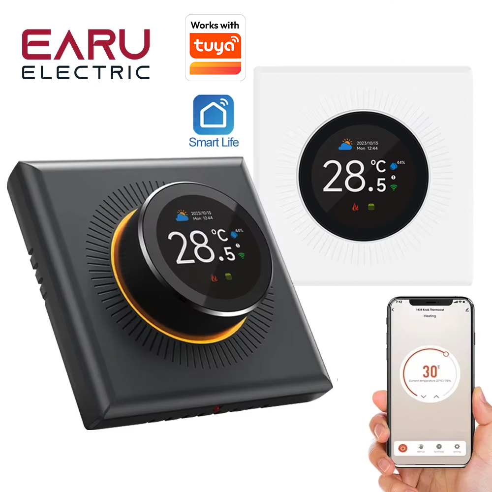 TUYA WiFi スマートノブサーモスタット床暖房水ガスボイラーホームルームプログラマブル温度コントローラー Alexa Google ホーム
