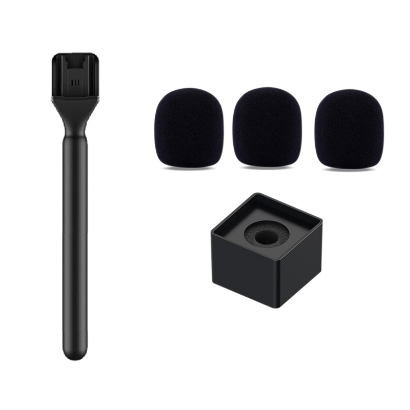 ABSQ-Mic ハンドルマイクハンドヘルドスタンドマイクフラグとフォーム付き Rode Wireless Go/Goii/DJI マイク/Relacart/ワイヤレスマイク用