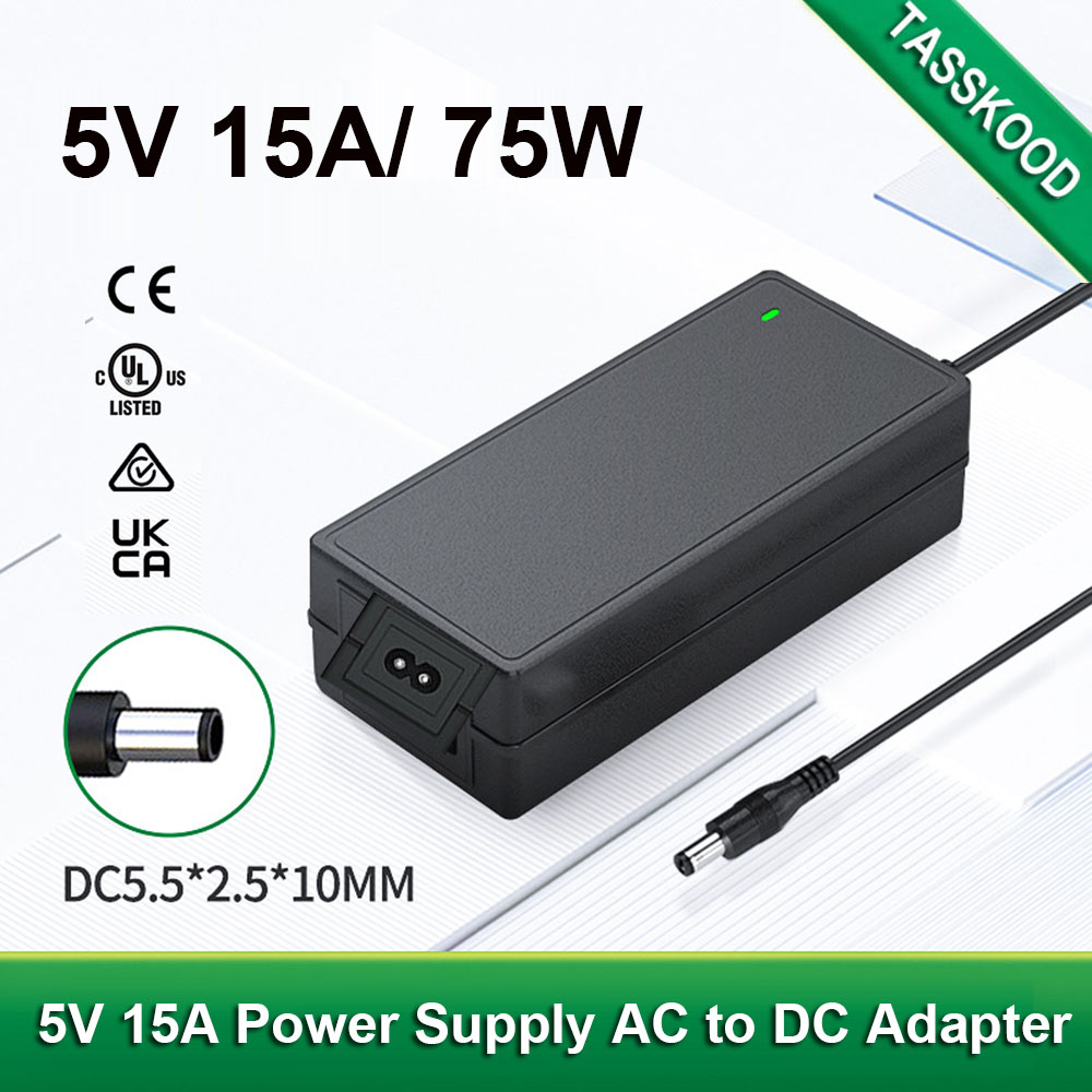 5V 15A アダプタ、100-240V AC ～ DC 5 ボルト 15 アンペア 75W 電源、12A 10A 9A 8A コンバータ RGB LED ドライバ、ライト LED ストリップ