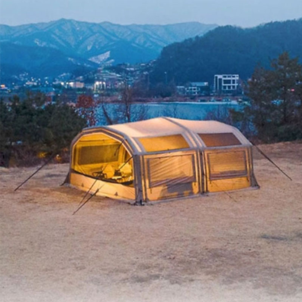 Inflatable Tunnel Tent 2 Room Instant Setup Wind-Resistant Outdoor Shelter Awning Rainproof 6-8 Person Big Space Air Family Tent