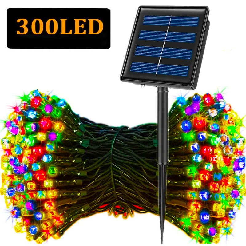 LED ソーラーストリングライト 300LED 8 モード太陽光発電クリスマス屋外ライト防水星空クリスマスフェアリーライト