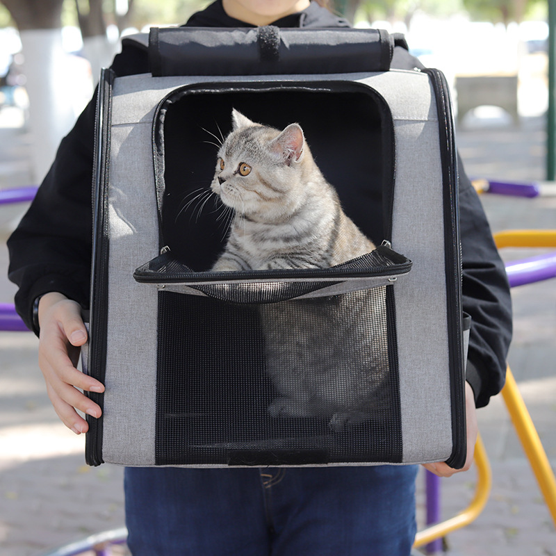 軽量猫用バックパックキャリア 通気性メッシュ付き - 猫、犬、小型ペット用ポータブルトラベルバックパック トラベルハイキング Campi