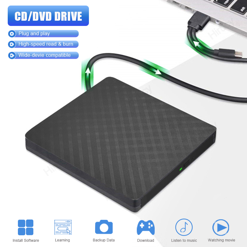 USB3.0 Type-C スリム外部 DVD CD RW ドライブポータブル DVD バーナーリーダープレーヤーライター光学ドライブラップトップ PC 用