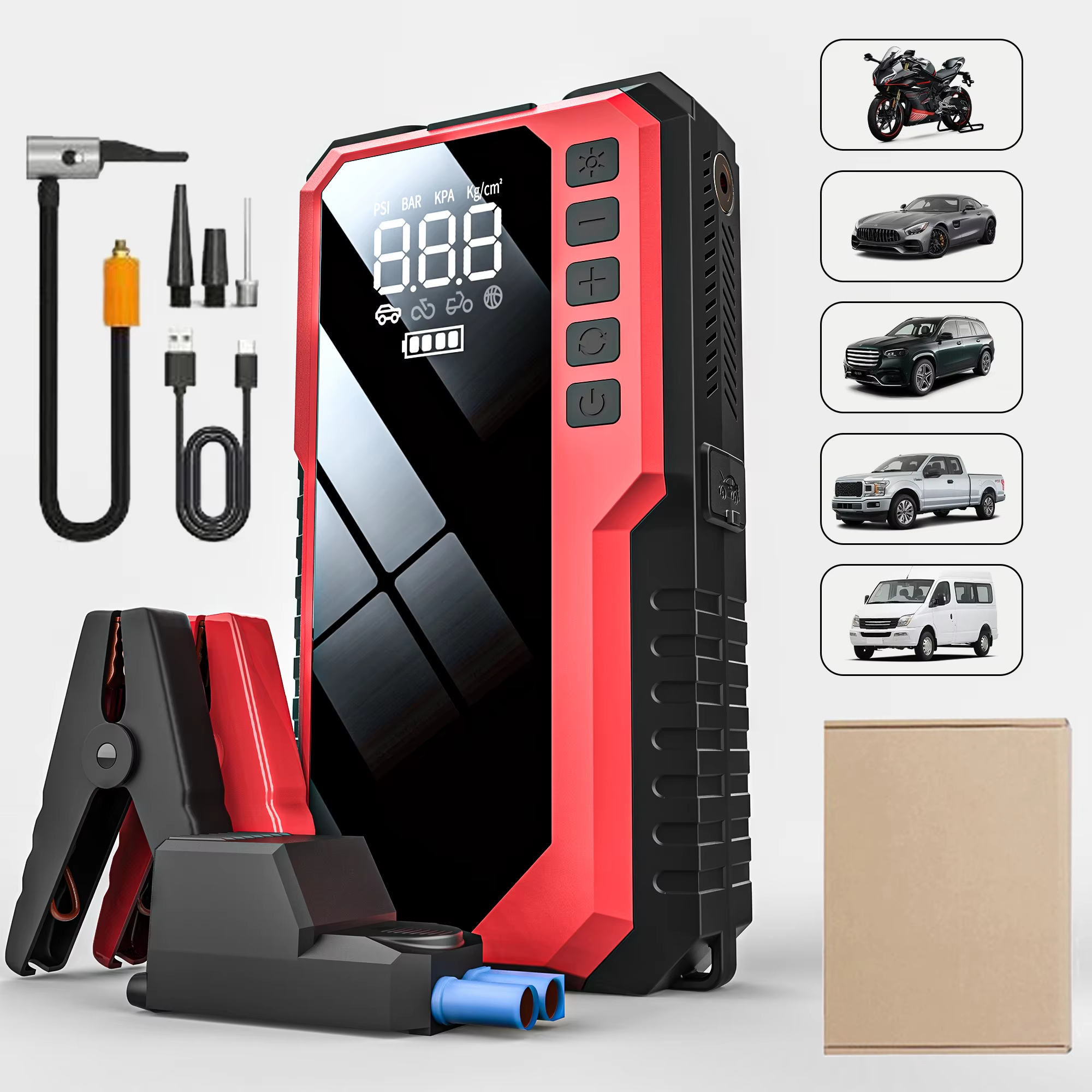 12000mAh 車のバッテリースターターエアコンプレッサー電源銀行 12v 車のブースター自動バッテリー充電器多機能ジャンプスタータースプリッター