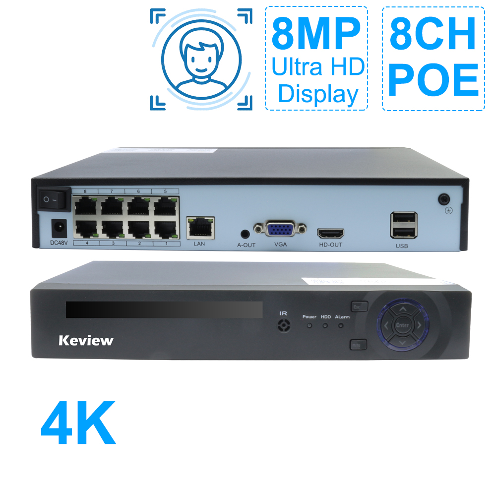 Keview H.265 4/8CH POE NVR 8MP 5MP 4MP 2MPSecurity IP カメラビデオ監視 CCTV システム P2P ネットワークレコーダー顔検出