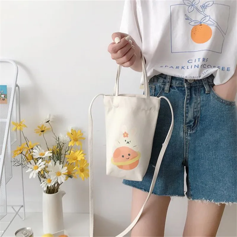 ファッションウォーターボトルバッグ女性小さなクロスボディバッグシンプルな多用途キャンバス学生小さなバッグ
