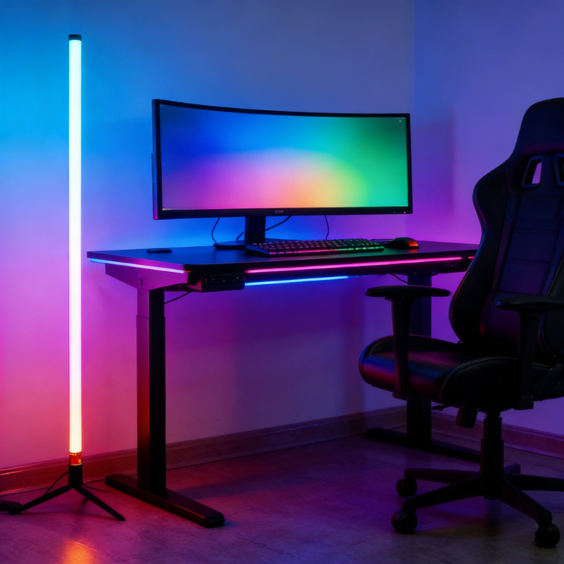 120CM LED RGB フロアランプバー、サウンドピックアップアンビエントライト、寝室用コーナーウォールライト、E スポーツルームライブ雰囲気ランプ
