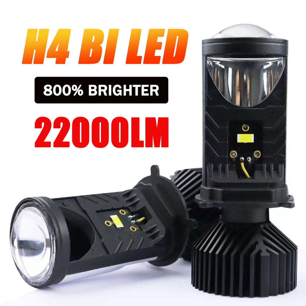 H4 LED プロジェクターレンズヘッドライト車の LED ヘッドライト Canbus 6000K Hi/Lo ビーム電球ターボファン付き 22000LM 90W 車/バイク用 12V