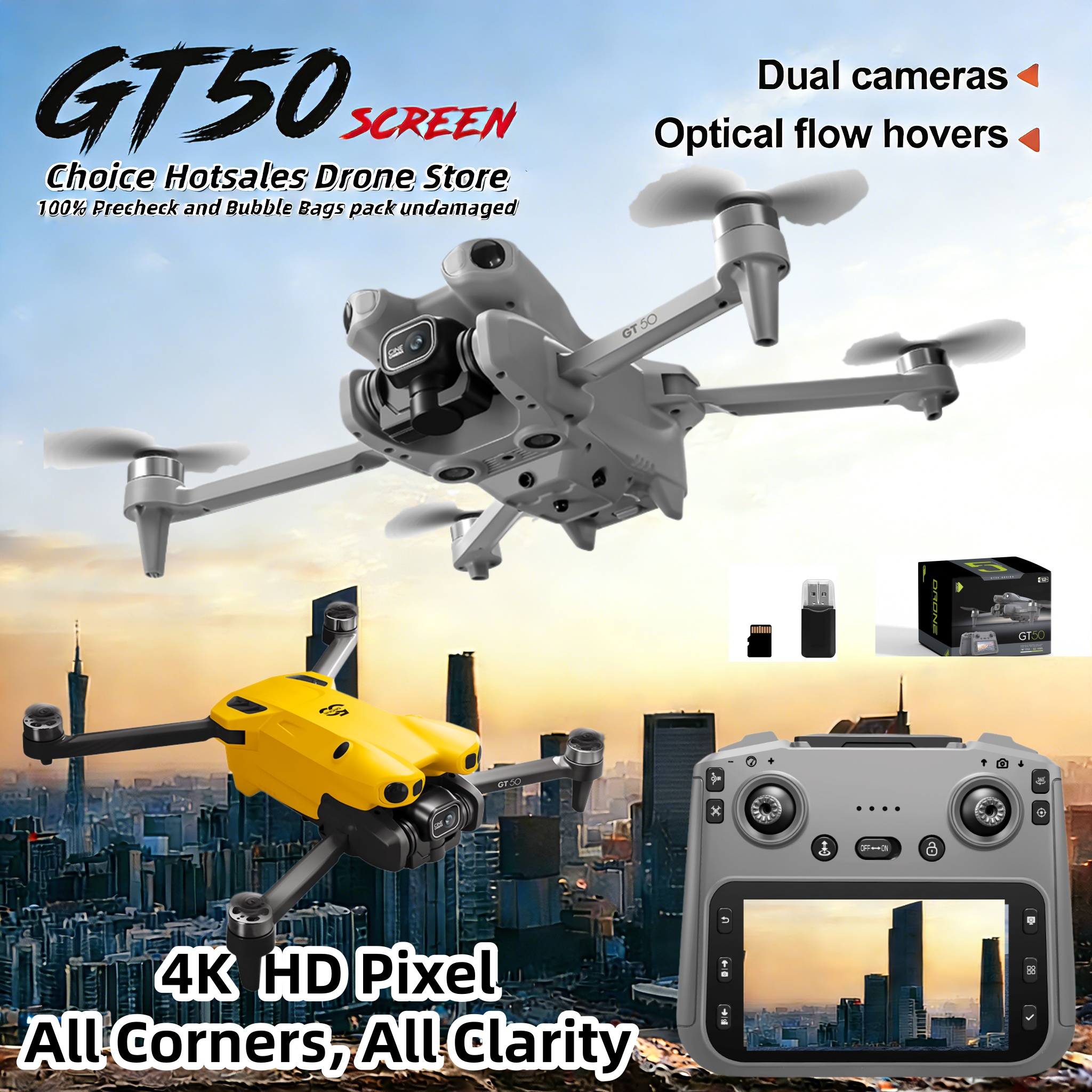 GT50 プロドローン工場 360° 障害物回避 8K プロフェッショナル WIFI 航空写真ブラシレスモーター折りたたみ式 Quadcopter おもちゃ