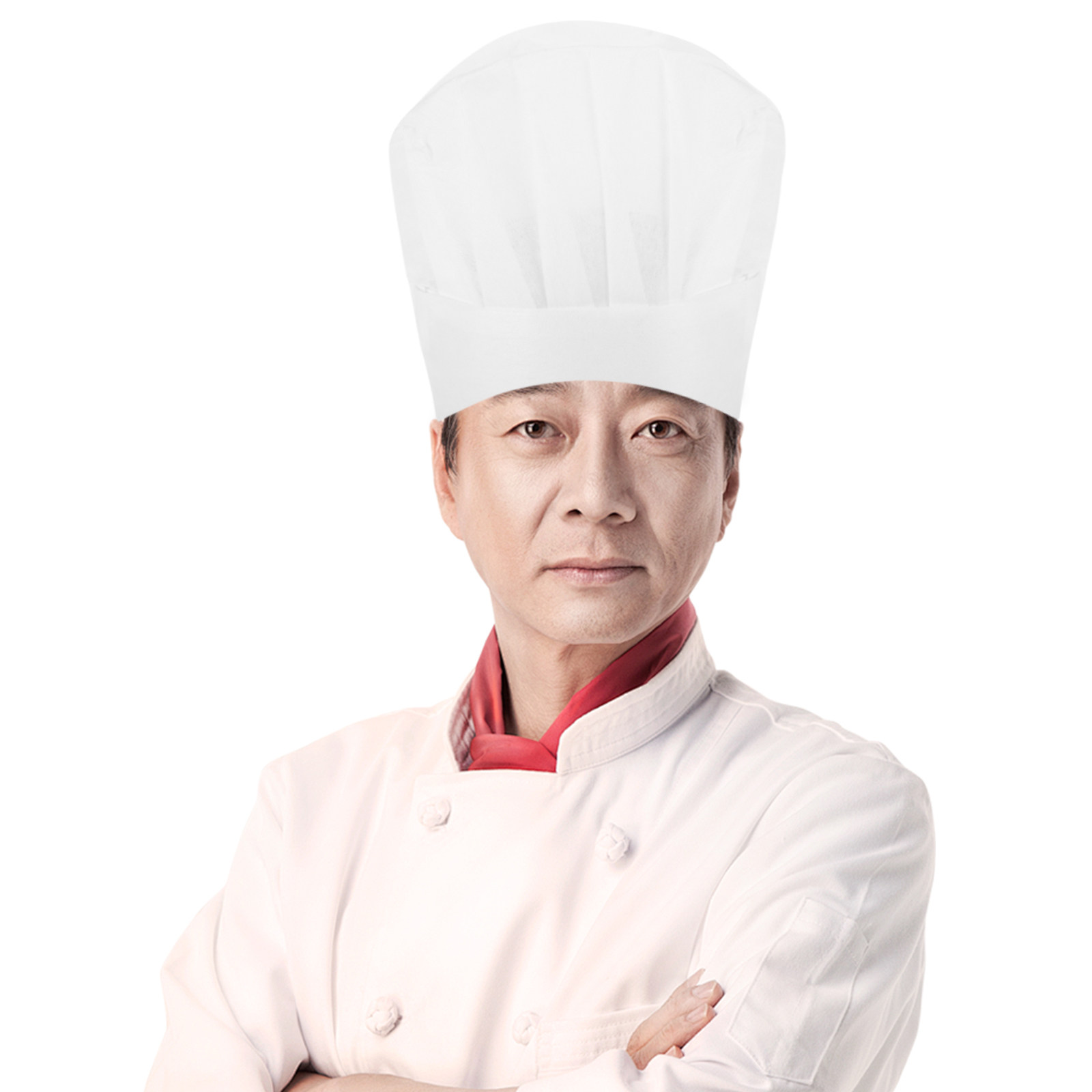 20 個使い捨て不織布シェフ帽子背の高い白調理キャップキッチン作業ベーキング食品サービス背の高いシェフ帽子