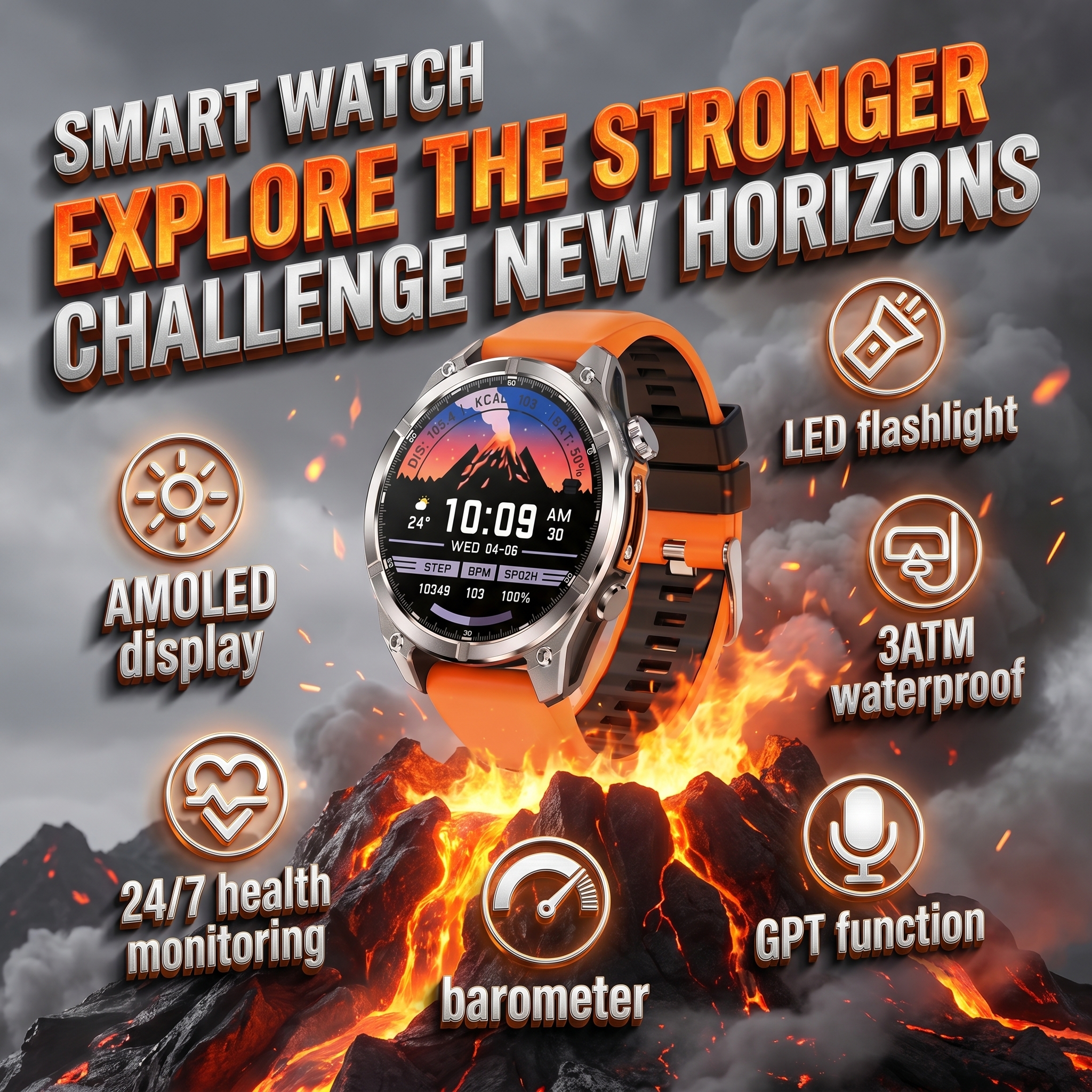 HD300 AI GPT スマートウォッチ Bluetooth 5.4 コール AMOLED スクリーン NFC スマートウォッチ防水ダイビング旅行スポーツ健康トラッカー男性用