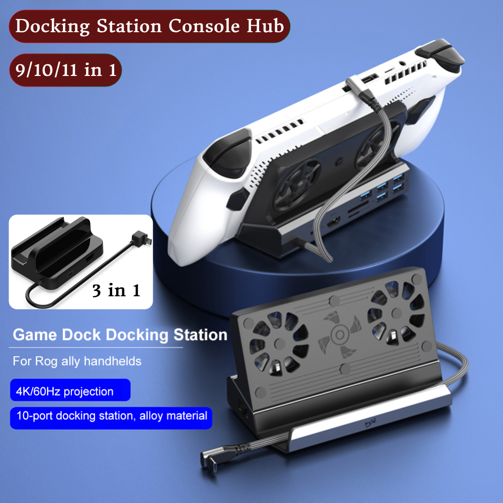 3/9/10/11 1 ドッキングステーションコンソールハブ Asus ROG Ally 4k@60hz ギガビットイーサネット 1000Mbps ドックタイプ C USB 3.0 2.0 PD 100W