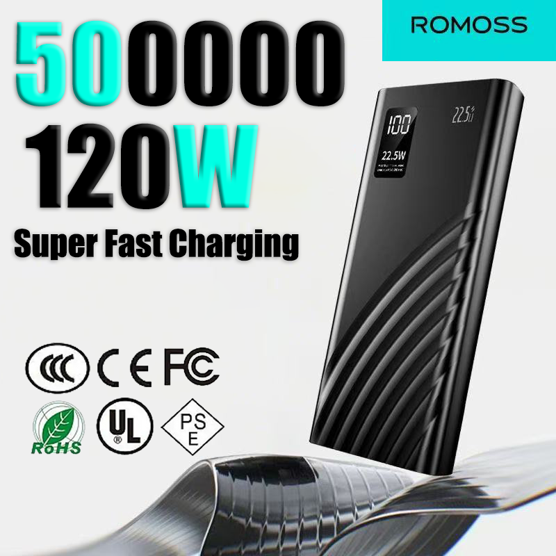 ROMOSS 120 ワット超高速充電 CCC 認証パワーバンク 500000mAh 高容量外部バッテリー iPhone Android 用新しい