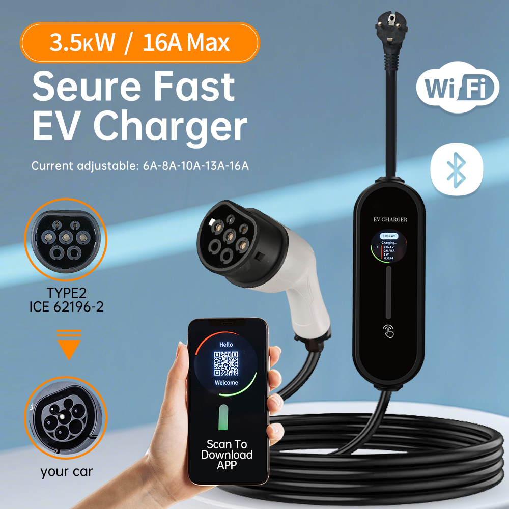 電気自動車の充電器 3.5kW IEC62196-2 16A タイプ 2 ポータブル EV 充電器 Type1 SAEJ1772 EU プラグ電気自動車用充電ケーブル