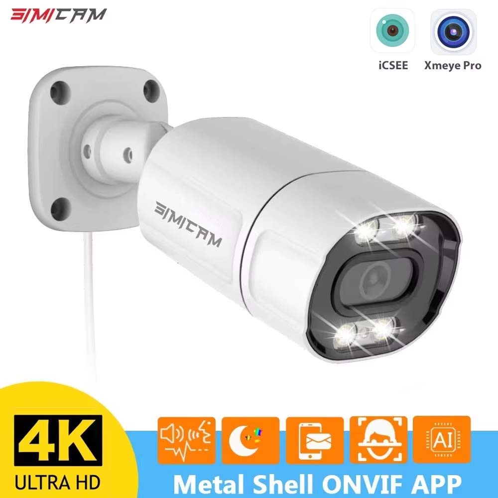 4K PoEセキュリティカメラIP Onvif 2ウェイオーディオ48V PoE/DC 12Vカラーナイトビジョン金属弾丸4MP/5MP/8MPビデオ監視NVR用