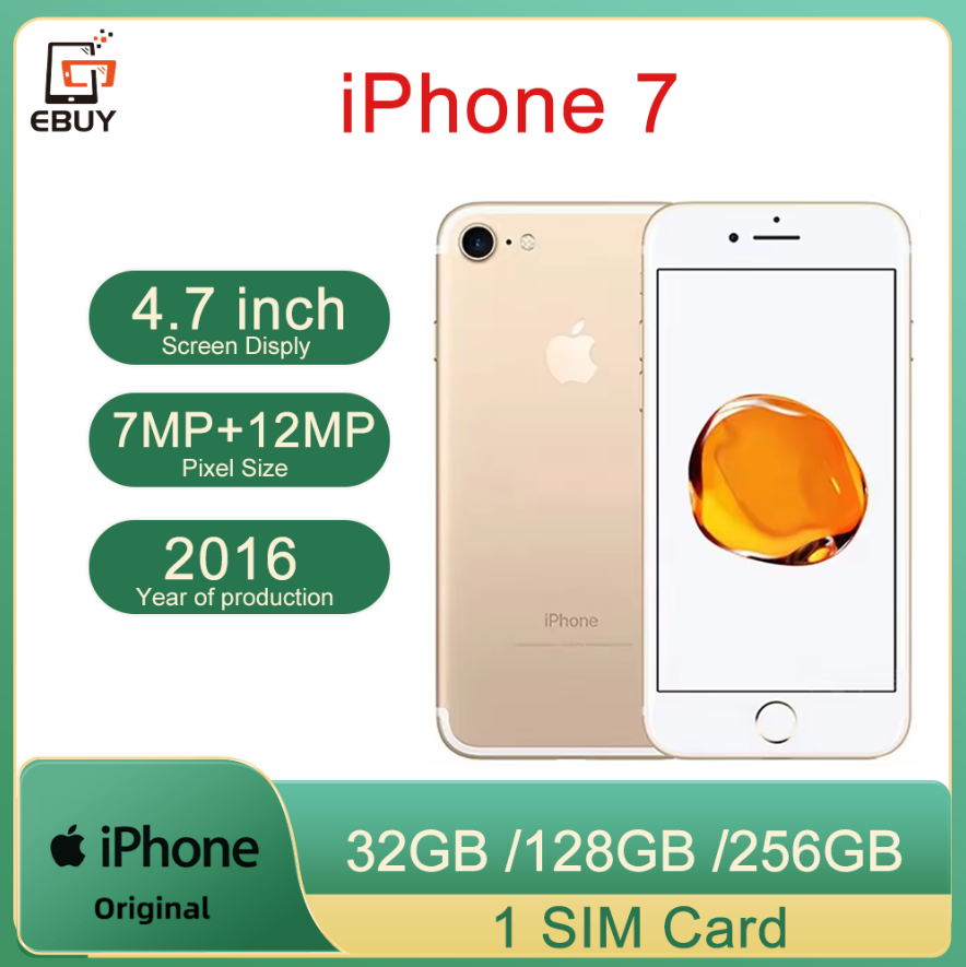 オリジナル Apple iPhone 7 32GB/128GB/256GB ROM 4G LTE モバイル携帯電話 4.7 インチ指紋タッチ ID スマートフォンロック解除 90% 新しい