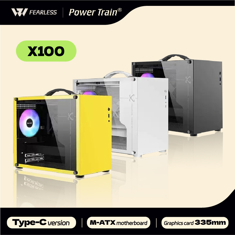PowerTrain X-GAMERX X100 M-ATX ポータブル コンピュータ ケース ITX MATX 電源サポート U3 Type-C デスクトップ MINI 小型シャーシ
