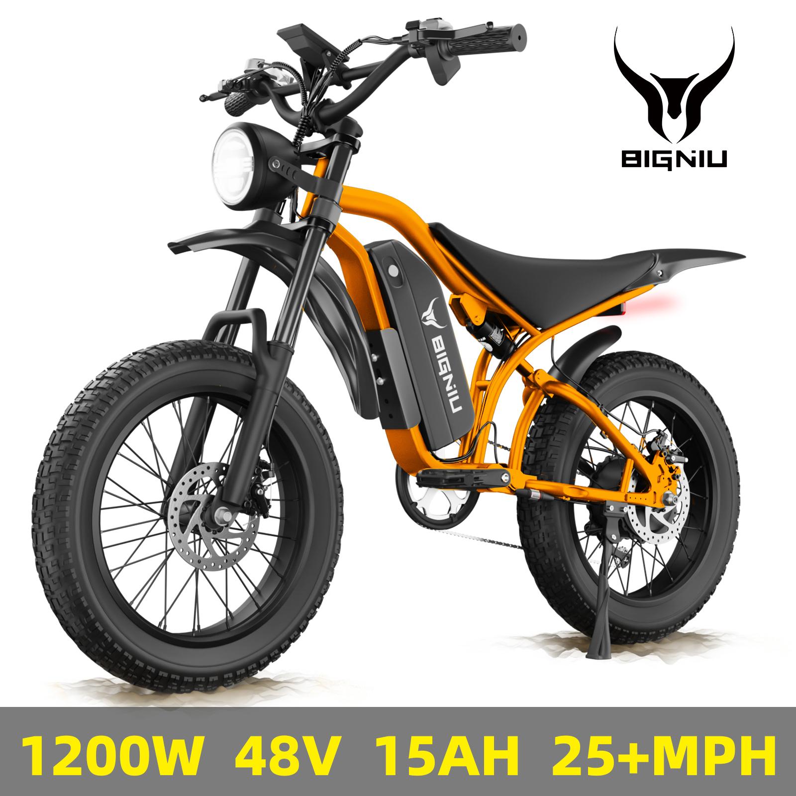 【BIGNIU】BG-S 電動自転車 – 強力モーター、フルサスペンション、長距離、全地形対応の大人向け eBike
