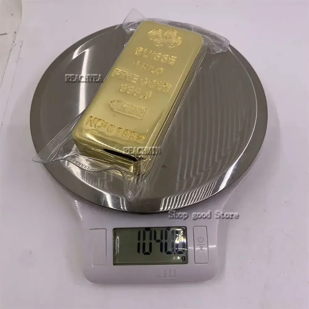 コピースイス 1000 グラムゴールドバー 1 キロ金地金スイスバーレプリカ地金ジュエリーストア銀行ディスプレイサンプル無磁性
