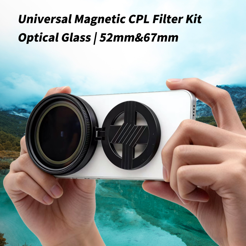 磁気ユニバーサル52mm/67mm CPLフィルター、ほとんどのスマートフォンiPhone Android Vlog写真用HD光学ガラス偏光レンズ