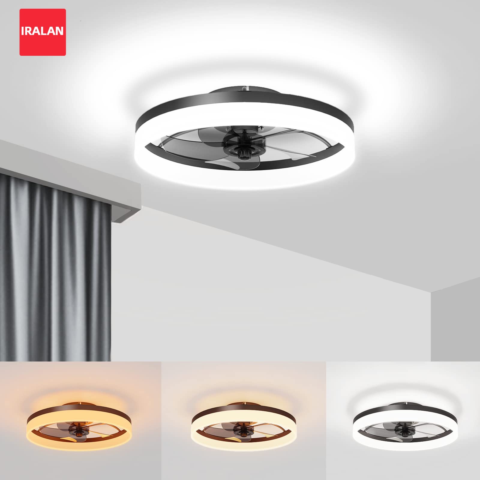 シンプルなシーリングファン LED 照明付き クールなホーム照明 扇風機 リビングルーム LED シーリングライト タイマーファンでミュート可能