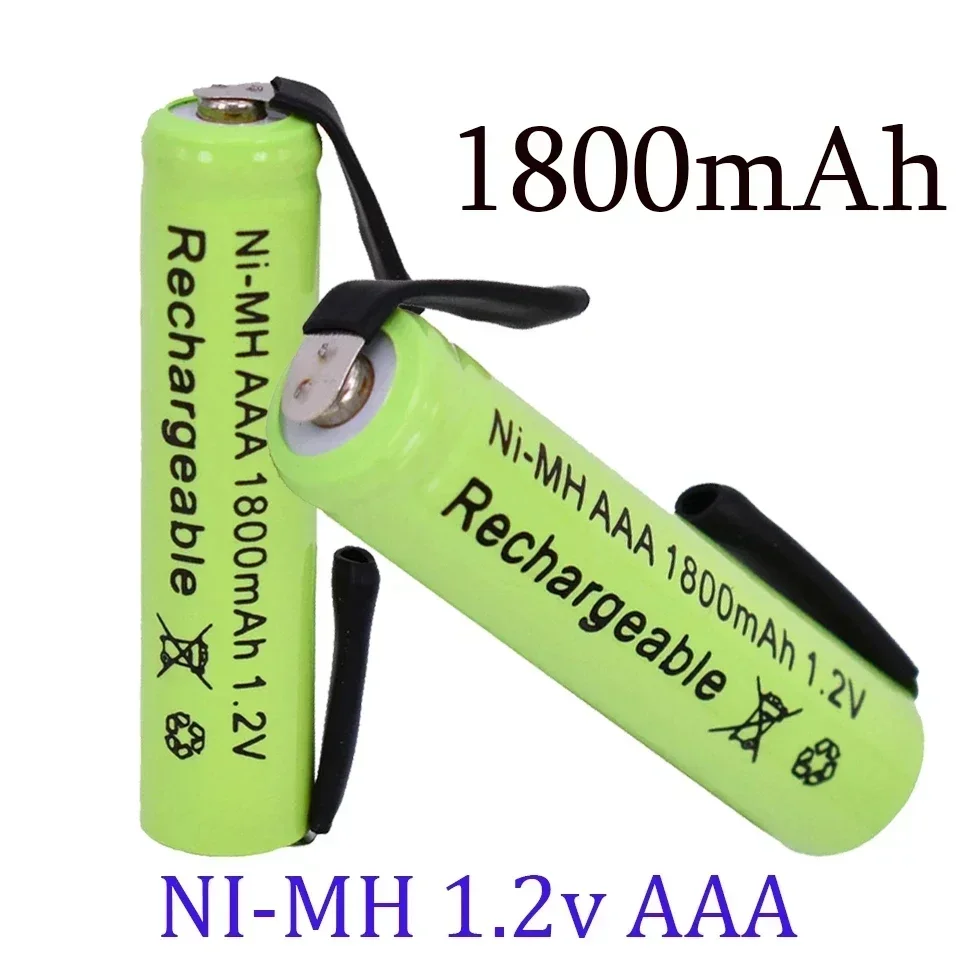 2-20 個 1.2 V 1800mah ニッケル水素 AAA 電池セル、はんだタブ付きフィリップスブラウン電気シェーバー、かみそり、歯ブラシ用