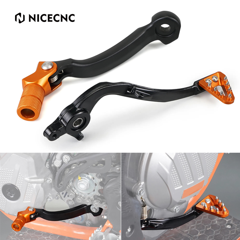 NICECNC For KTM EXC 300 EXCF 350 SX 125 SXF 450 XC XCW TPi 2017-2023 Adjustable Forged Aluminum Brake Pedal Lever Shift Lever