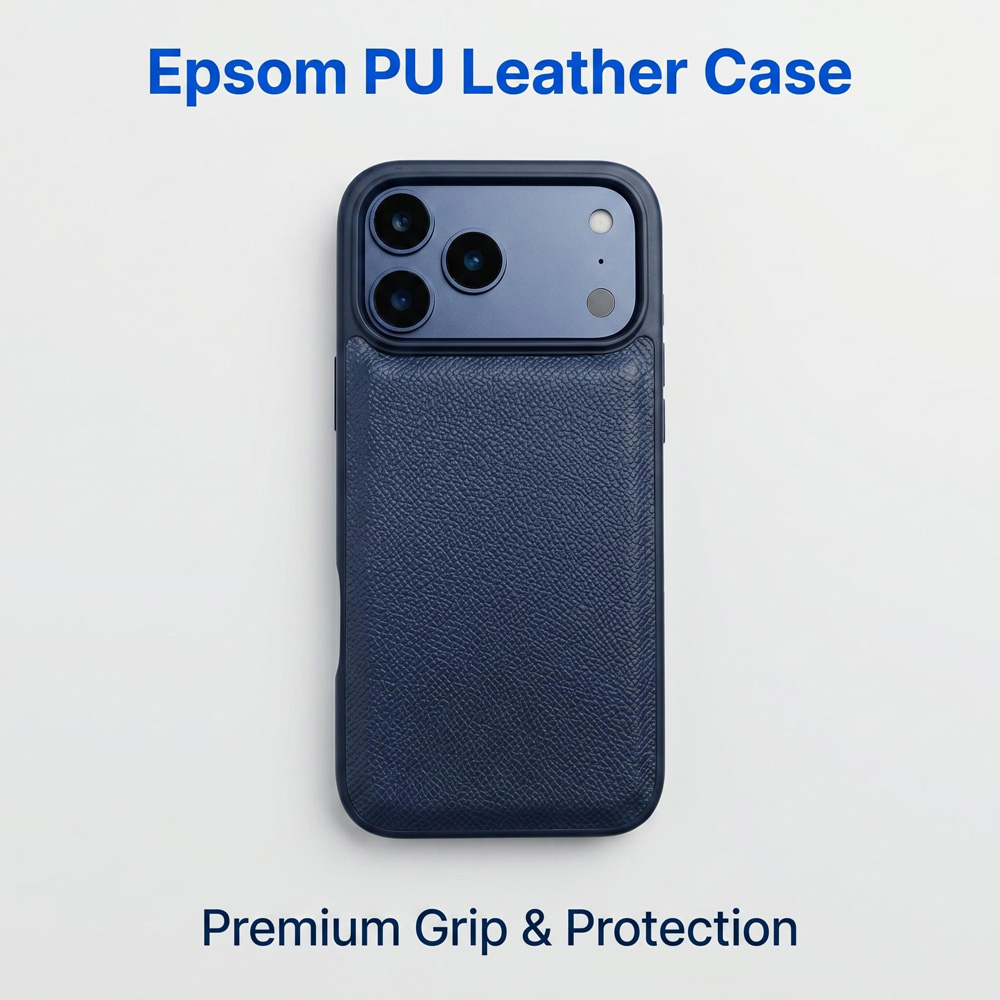 ライトスリムエプソンパームグレイン Pu レザー電話ケース iPhone 18/17/16/15/14 プロマックス柔軟な TPU バンパードロップ保護カバー
