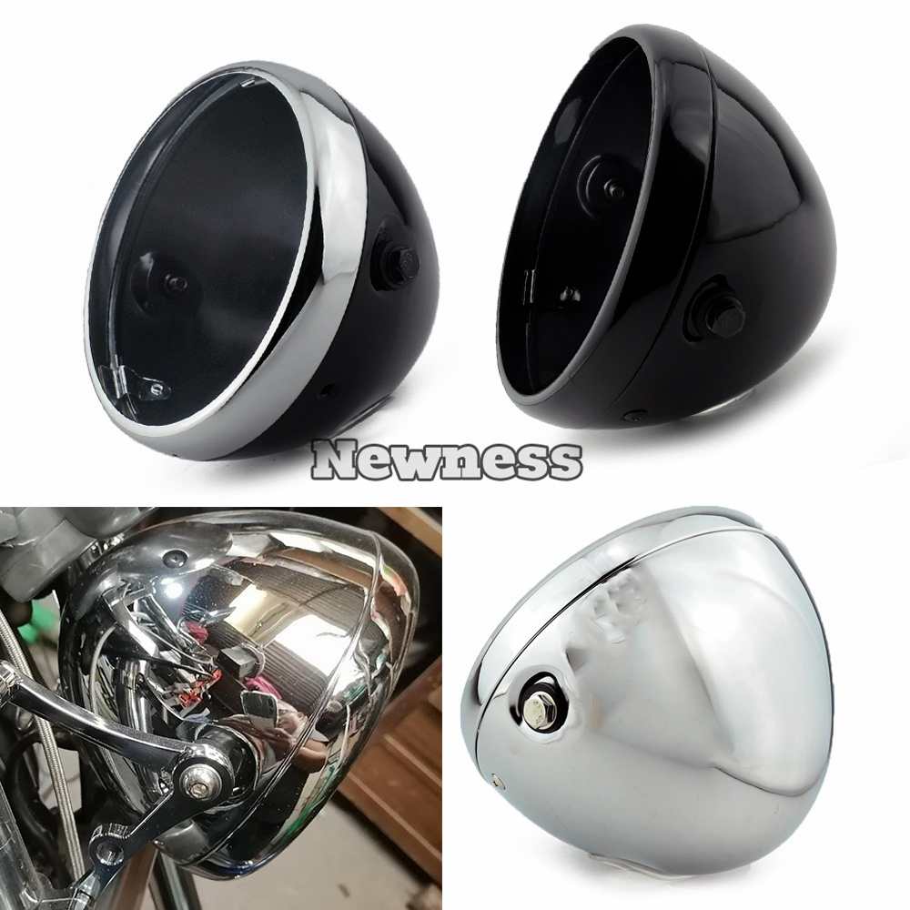 オートバイ 7 "LED ヴィンテージヘッドライト取付バケット 7 インチランニングライトシェルハウジングカバーカフェレーサースクランブラートライアンフ