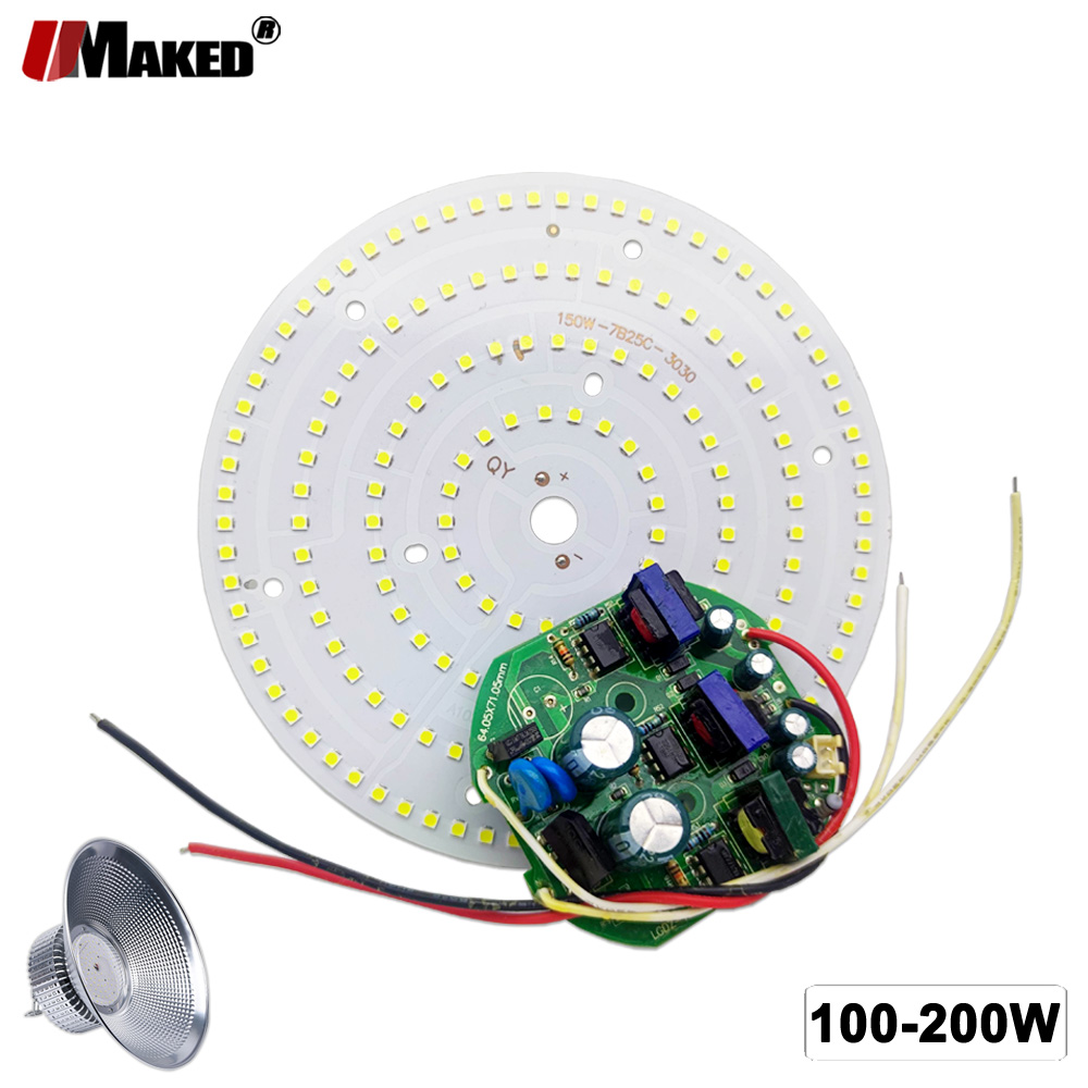 1 セット LED PCB 220V Driver100W 150W 200W SMD3030 ハイベイライトキット市場倉庫ワークショップガレージランプ交換更新 DIY