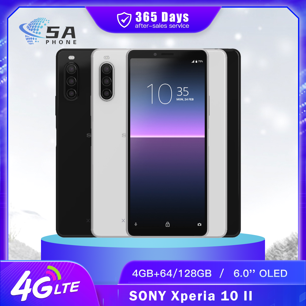 オリジナル Sony Xperia 10 II 10II 4G LTE 携帯電話 NFC 4GB RAM 64GB/128GB ROM OLED 6.0 ''12MP 8MP オクタコア Android スマートフォン