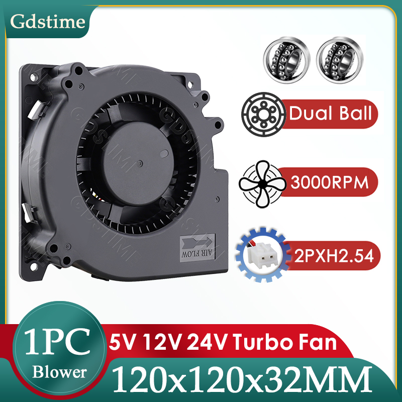 Gdstime 120 ミリメートルファン 24 ボルト DC ブラシレス遠心ターボ送風機 120 ミリメートル * 32 ミリメートルデュアルボールクーラーバーベキューグリル、工業用冷却