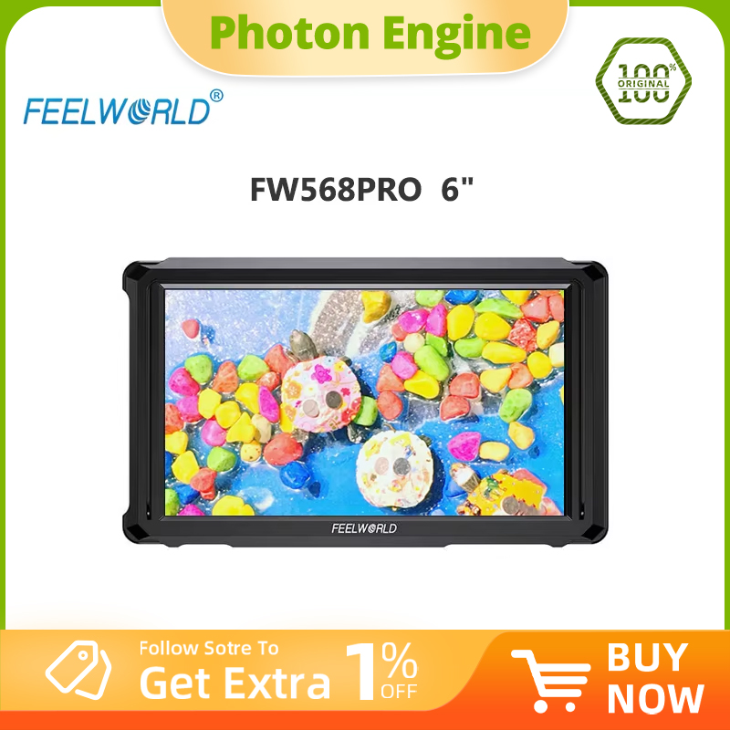 FEELWORLD FW568PRO 6インチ IPS FHD スクリーンカメラフィールドモニター 3D LUT 1920x1080P 1200nit 4K HDMI 互換入力 DSLR ビデオピーキング
