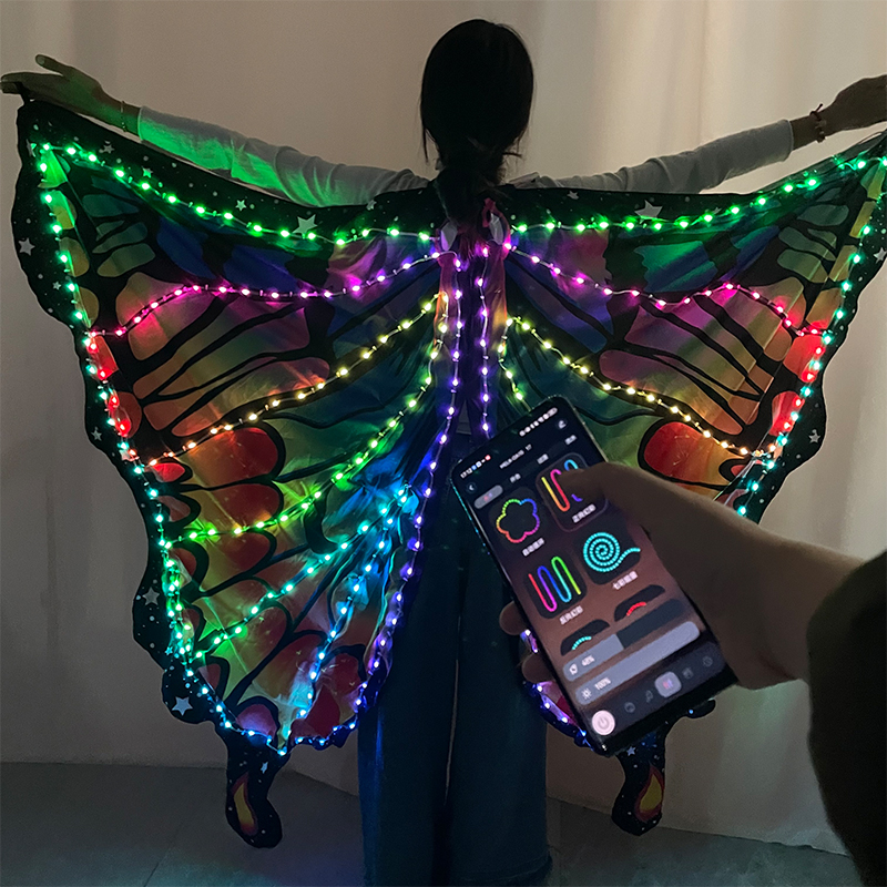 大人子供 Led 蝶の羽発光妖精の羽アプリ制御 LED 蝶マント森ダンスウェアキャンパスパフォーマンス衣装